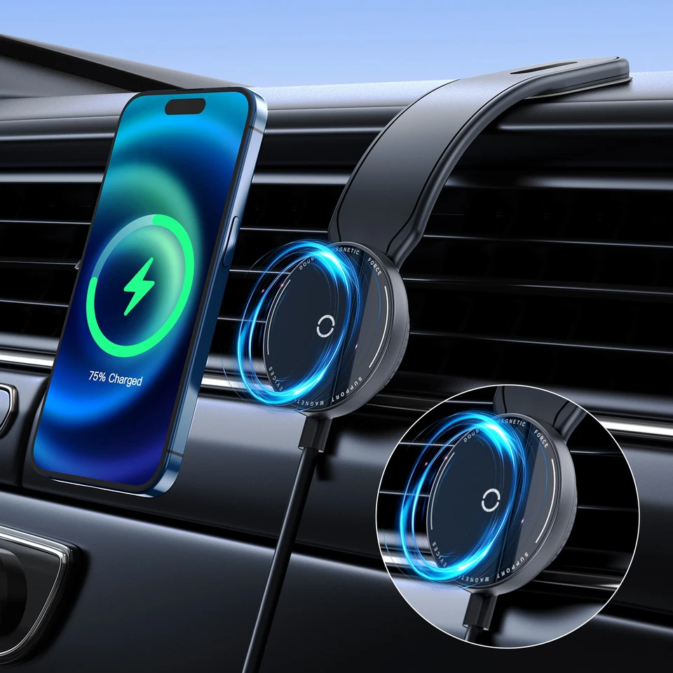 Magnetic Wireless Charger Car Mount Holder For iPhone 15 16 Max MagSafe - Image 2 of 4