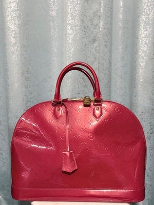 Louis Vuitton Alma Shoulder Bag PM Red Monogram Vernis Leather