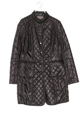 ZARA WOMAN Quilted Coat Patch Pockets M black