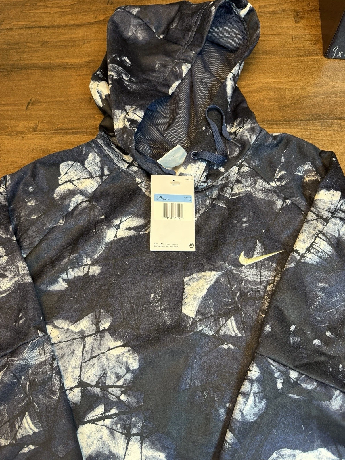 NIKE Therma-Fit Fleece All Over Print, Blue,Gray & White, Mens Med, NWT