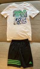 Adidas Boys Athletic Set, Size 7 White, Black, Green And Blue