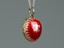 Silber - antiker Ei-Anhänger - Emaille