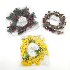 Spring Summer Door Wreath Bundle Berry Pine Yellow Floral Decor Set of 3 - New