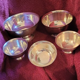 Silver Plate Paul Revere Reproduction Bowl Set Silverplate.