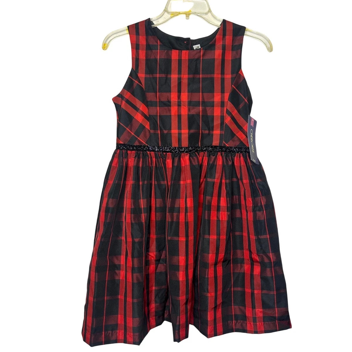 Robe De Noël Fille Cherokee - Carreaux Rouge Et Noir - Taille L - Occasion Très Bon état