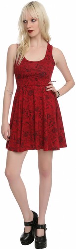 VESTIDO PIN-UP ROJO Y NEGRO AJUSTE Y LLAMARADA, LÍNEA A, TEMA NÁUTICO ROCKABILLY - Imagen 5 de 10