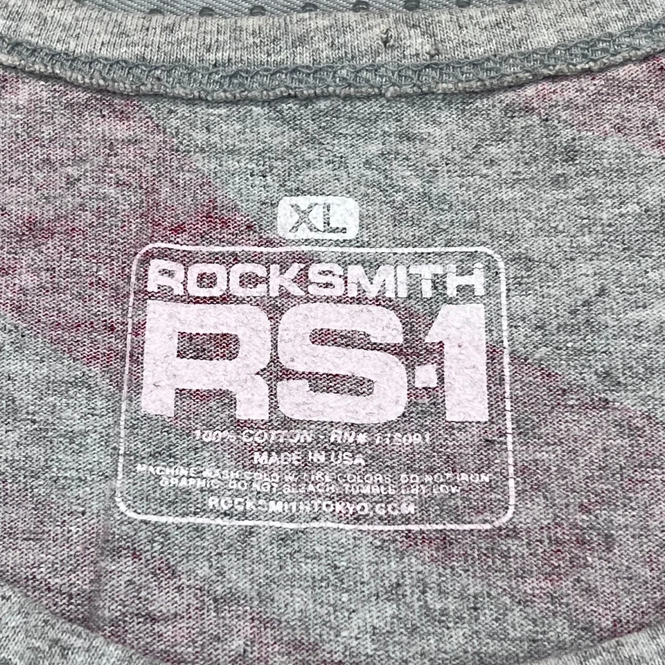 Rocksmith RS1 Shirt Mens XL Red Gray Zebra Stripe Graphic Logo USA Made Tank Top - Image 3 of 4