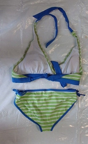 NEW Girls Size XXL * OLD NAVY * 2-Pc Green Blue Striped Swimsuit - Picture 3 of 3