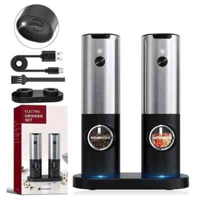 USB Rechargeable Electric Salt Pepper Grinder With Adjustable Roughness Freshly