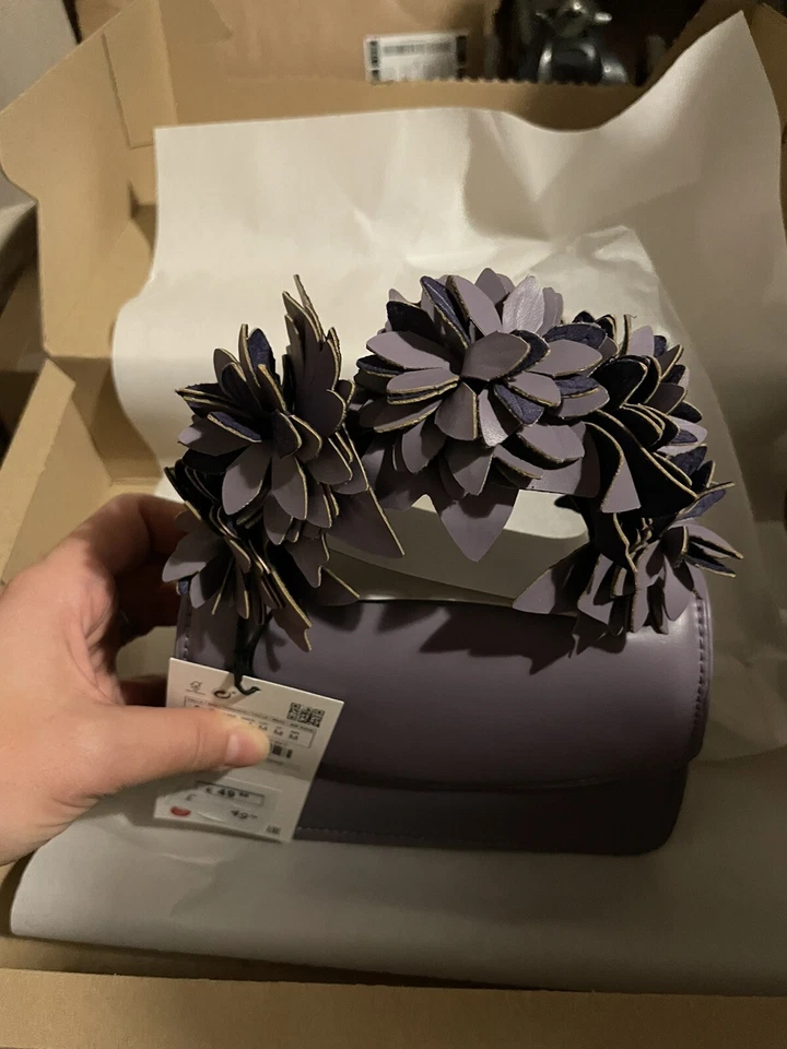 Zara mauve purple mini floral square handbag bloggers BNWT - Image 4 of 4