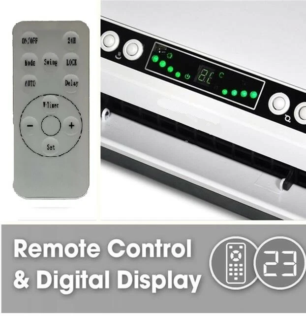 Electric 2KW Remote Control Over Door Fan Heater Warm Cold Air LED Screen |  eBay