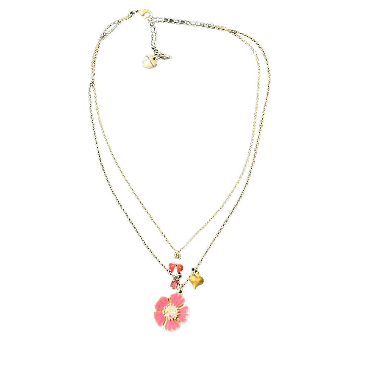Betsey Johnson Flower Ladybug Heart Layered Necklace eBay