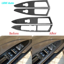 4Pcs For Ford Fusion Mondeo 2018-19 Carbon Fiber Window Lift Switch Panel Trim