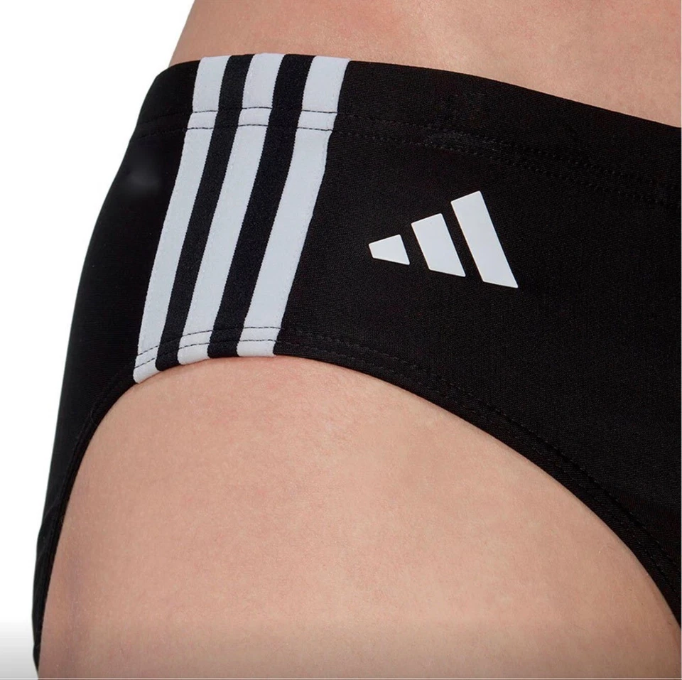 ADIDAS GENUINO 3 Calzoncillos de Natación de Tres Rayas para Hombres Negro/Blanco ¡EXTREMADAMENTE RAROS! Foto 2 de 4