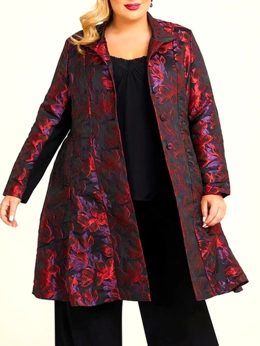 TS TAKING SHAPE plus size XS / 14 Enthral Jacquard Opera Coat luxe A-line NWT!