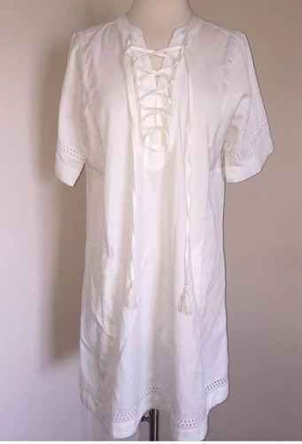 Madewell X Daryl K Beverly Lace-Up Dress E7675 M WHITE $158 NEW - 第 9/9 張圖片