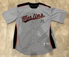 Florida Miami Marlins Major League Baseball Dynasty Button Jersey Gray Adult XL