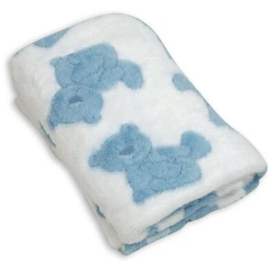 Stephan Baby Snuggle Fleece Crib Blanket, Blue Bears Baptism, New Born, Boy Gift