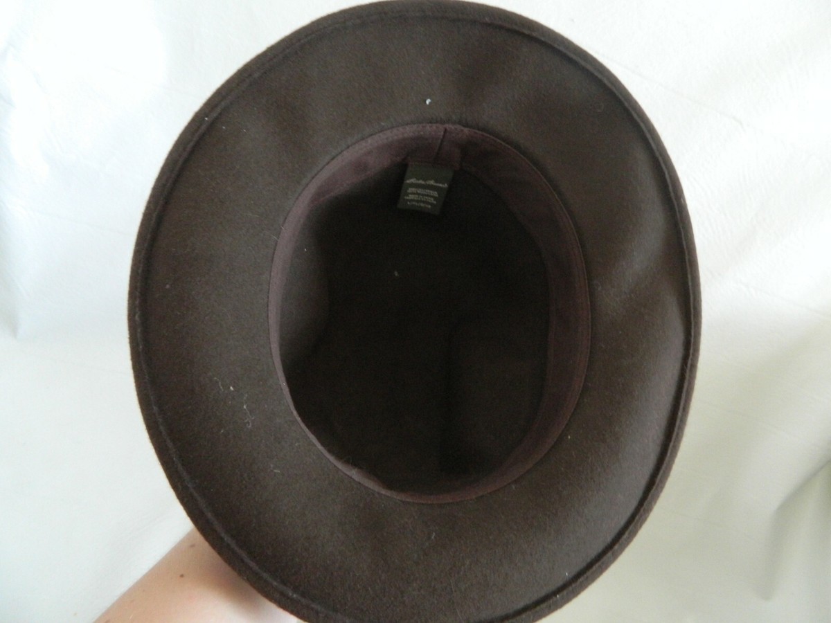 Eddie Bauer 100% Wool Fedora Style Brown Hat, Size L/XL/G/XG 