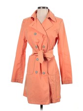Gianni Bini Women Orange Trenchcoat Xs