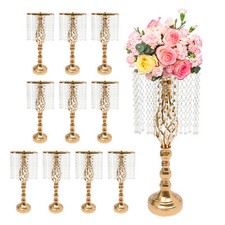 10 Pcs 19.3 inches Tall Crystal Flower Stand Wedding Flower Vase for Reception