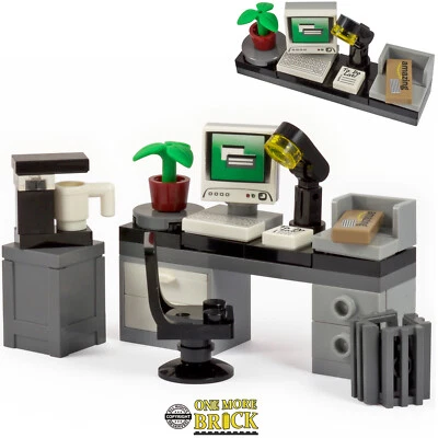 Office Desk with Computer, Keyboard, Letter, Coffee | Kit Made With Real LEGO