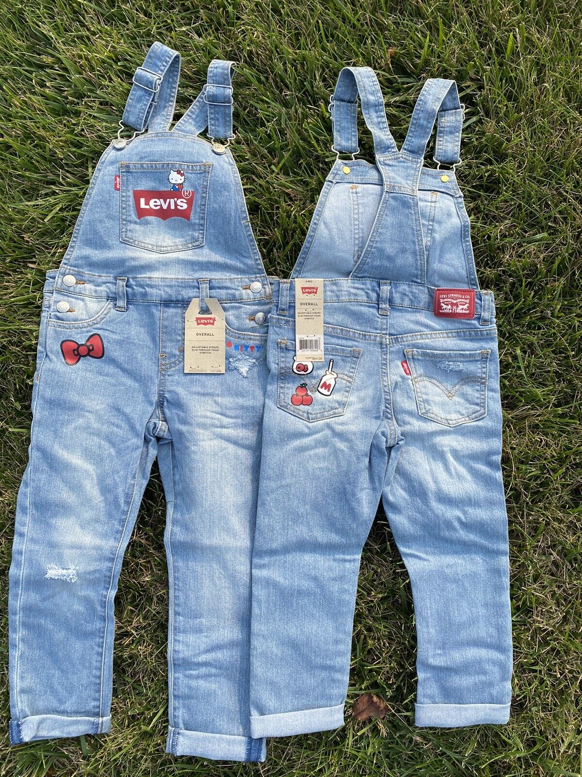 New Size 12 Regular Levis x Hello Kitty Big Girl Distressed Light Denim  Overalls | eBay