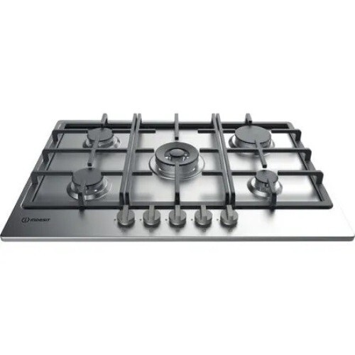 Indesit THP751W/IX/I 73cm wide 5 Burner Gas Hob with WOK Burner, Cast Iron