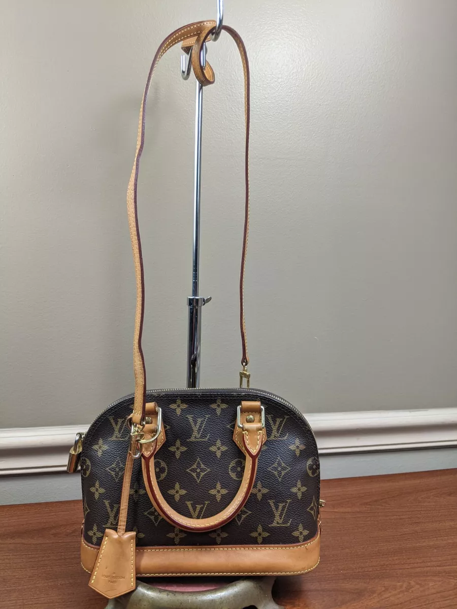 LOUIS VUITTON Alma BB Monogram Canvas Satchel Crossbody Bag Brown