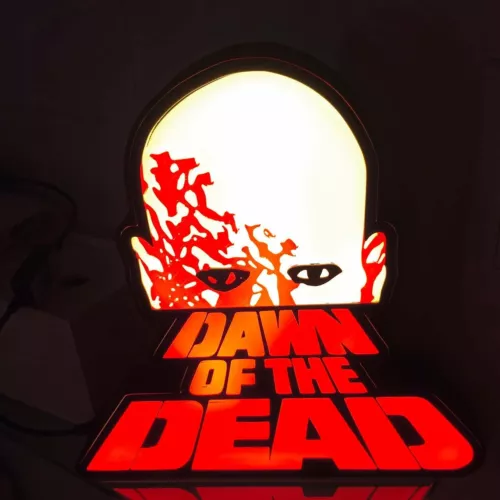 Dawn of the Dead 3D printed Logo Display Lightbox -LED Lights with Controller
