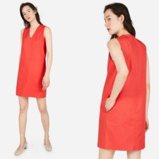 Everlane The Clean Cotton V-neck Dress Red Sz 4