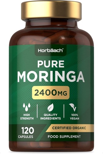 Moringa Leaf Capsules - High Strength Rosabella Moringa Capsules 2400mg - Pure M