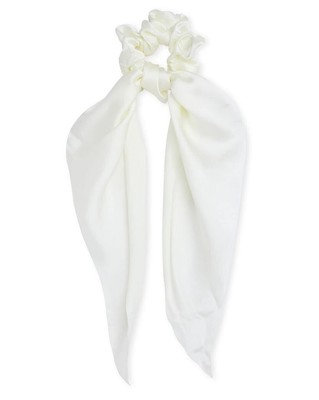 Fancy Beautiful Satin Hair Long Rubber Bands Color White For Women & Girl