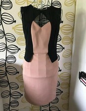 Miss Selfridge Pink & Black Body-Con Dress Size 10 - Good Condition