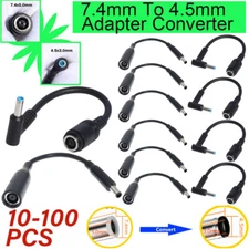 10-100x DC/AC Power Charger Converter Adapter Cable 7.4 To 4.5mm For HP/Dell Lot