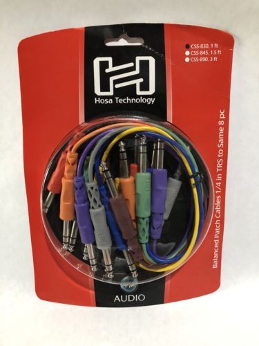 Hosa css-830 Color Balanced Audio Patch Cable 1/4 TRS 8 Pc 1 Ft UPC ...