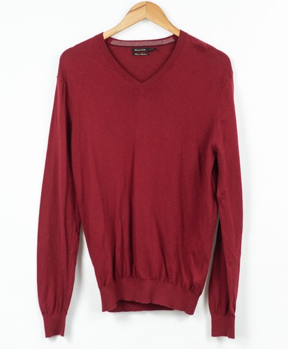 Massimo Dutti V-Neck Jumper Sweater Red 