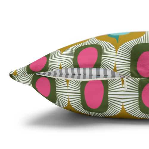 Mid Century Modern Retro Throw Pillow Cover 16 18 20 Red Teal Pink Yellow MCM - Picture 2 of 14