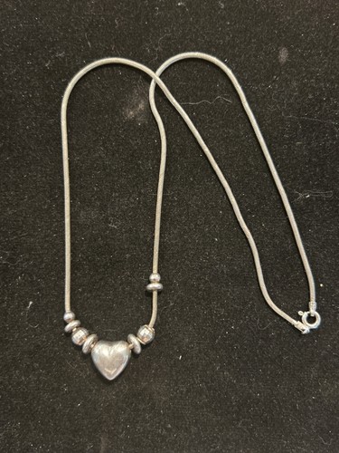 STERLINGSILBER MILOR ITALIEN HERZ & SCHIEBERPERLEN HALSKETTE 18 ZOLL