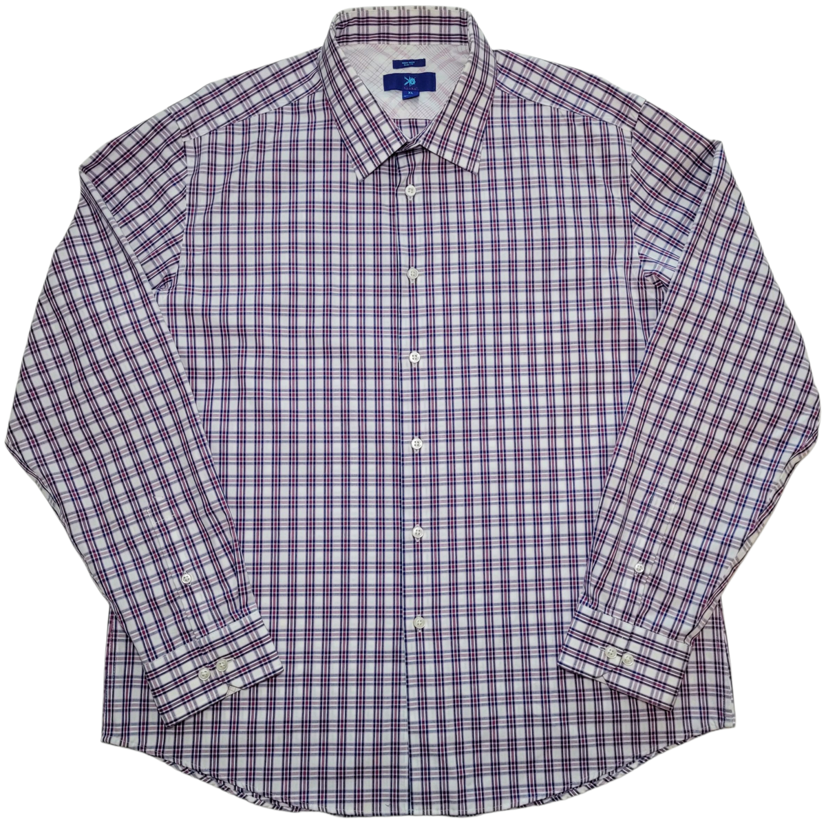slim fit dress slacks Comfort Stretch Non-Iron Plaid Dress Shirt with Contrast Trim main image 0