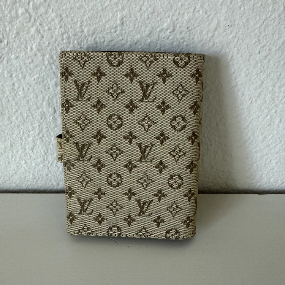Auténtico Vintage Louis Vuitton Mini Lin Monograma Tostado/Gris Lona PM Agenda Foto 3 de 4