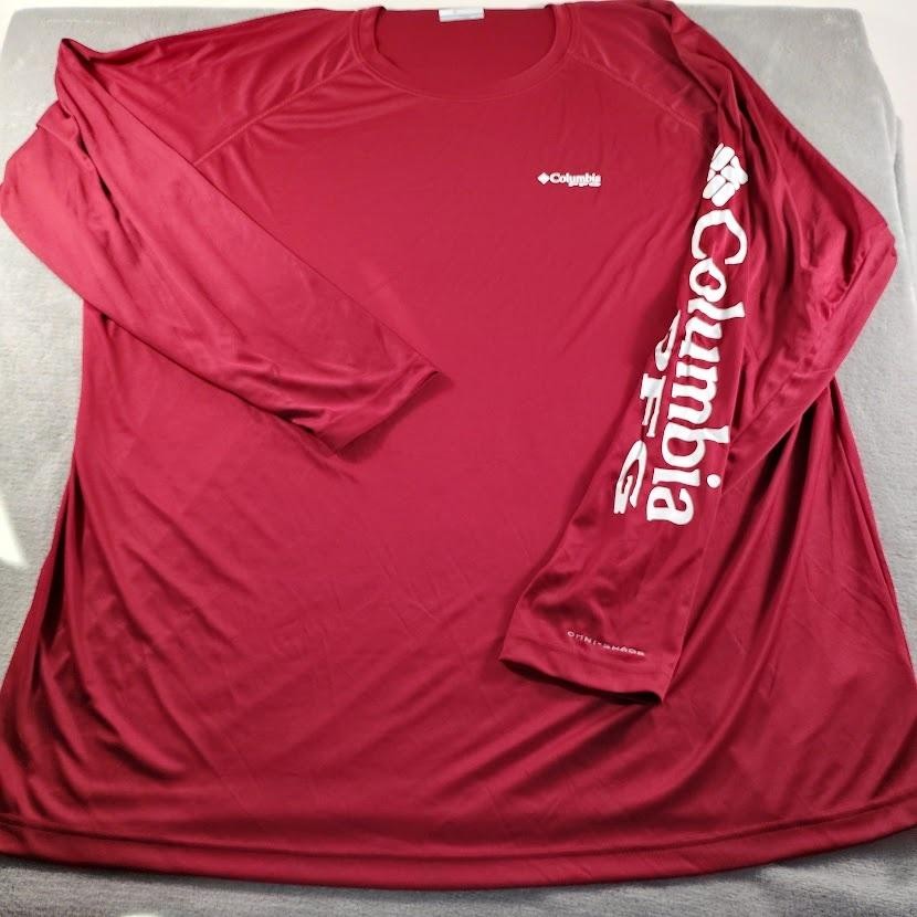 Columbia PFG Terminal Tackle Shirt Mens 3XT Red Omni-Shade Fishing LS