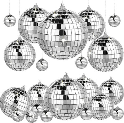 Klein Spiegelkugel,12Pcs Mini Discokugel,Silberne Hängekugel,Silber Discokugel,S