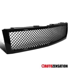 Fit 2007-2013 Chevy Silverado 1500 Truck Glossy Black Mesh Bumper Hood Grille