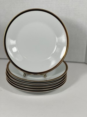 Noritake Royale Cafe Salad Plates Set of 6 White Porcelain Gold Trim Japan VTG