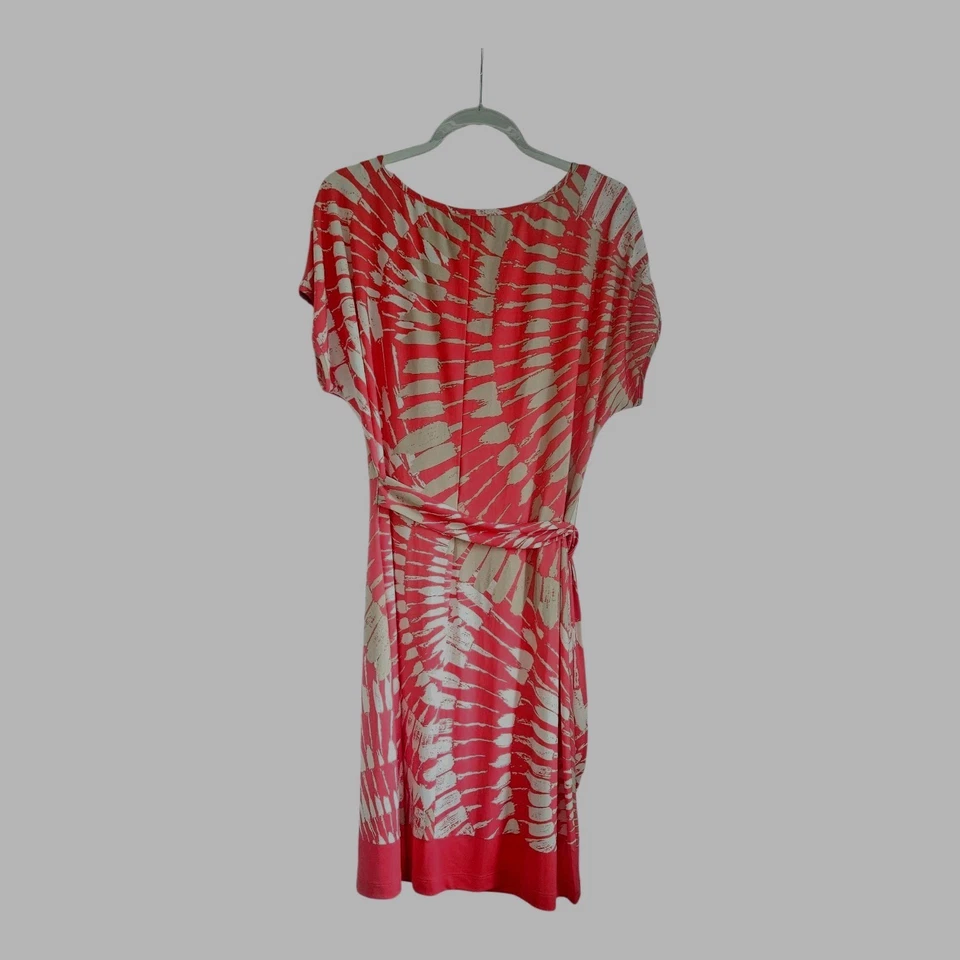 Vestido Donna Morgan Talla 16 Rosa Imitación Envoltura Elastizado Abstracto S/S Sin Forro Foto 2 de 4