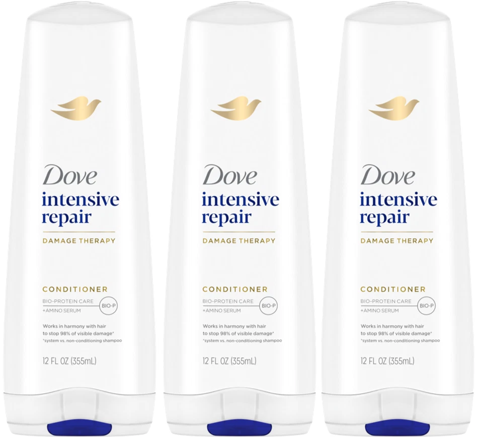 Dove Intensive Repair Damage Therapy Conditioner w/BIO-P +Amino Serum 12oz-3Pack