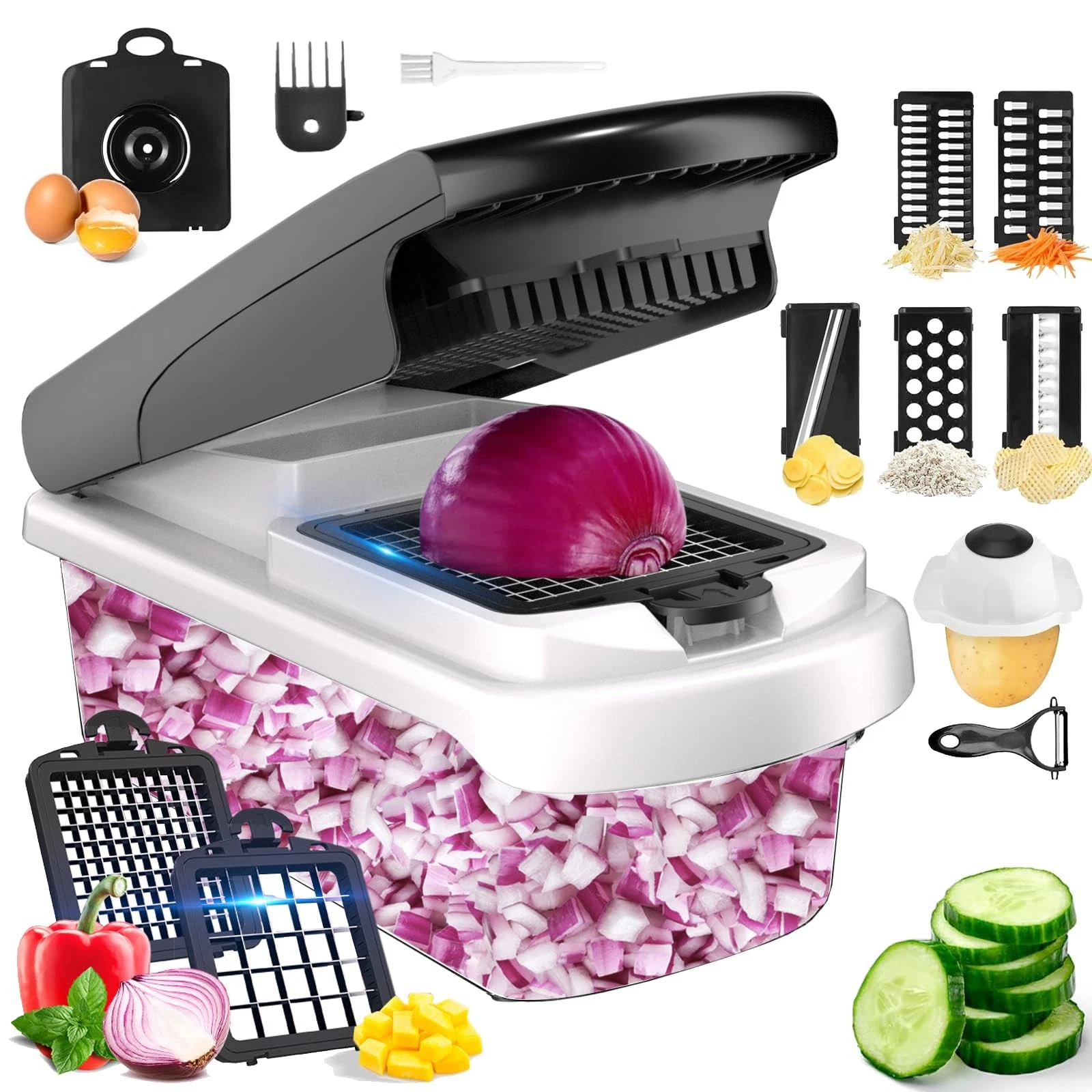 Vegetable Chopper Mandoline Slicer, 15 in 1 Food Veggie Chopper for Onion, Ve...