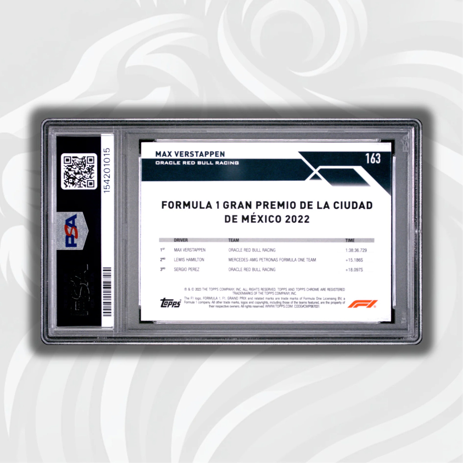 PSA 9 - /50 Max Verstappen #163 - 2023 Topps Chrome F1 Sapphire Edition - Gold view 2