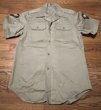 Vintage US Army OG-507 Utility Shirt Short Sleeve Medium Patch Insignia